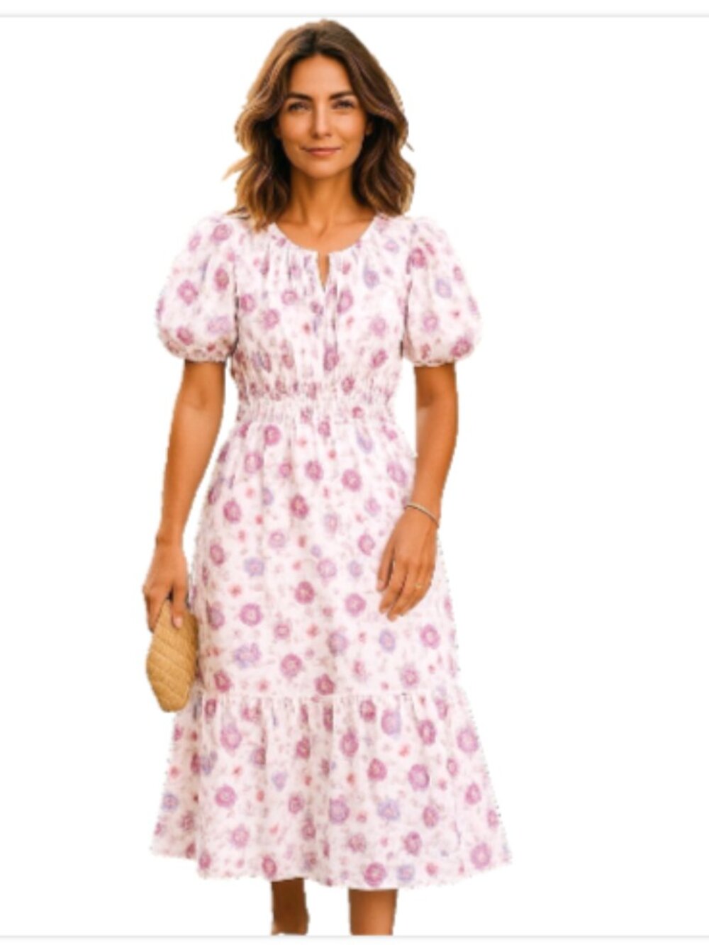 Derek Lam Collective Dress 3XL Floral Puff Sleeve V-Neck Plus Size